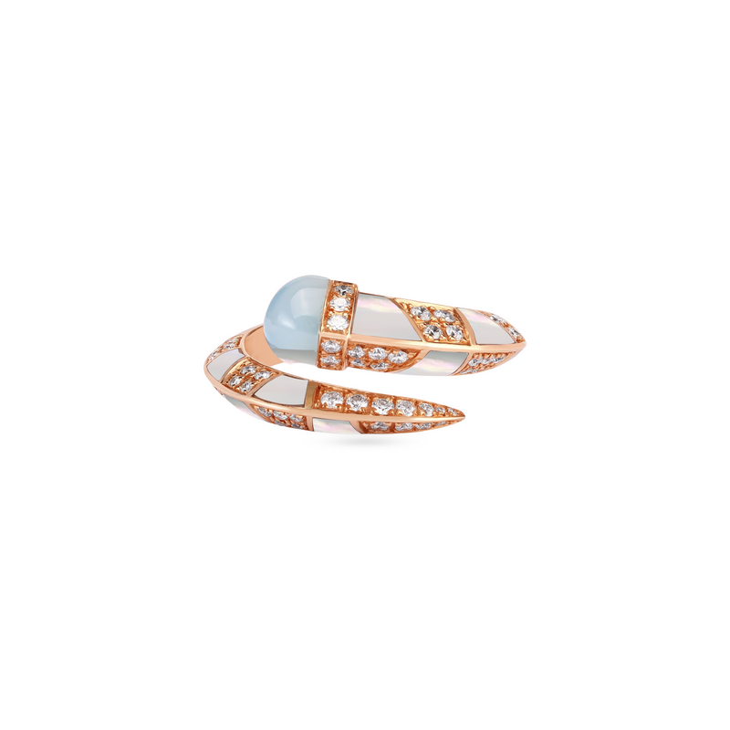 ARTISTRY Rose Gold Diamond Ring With Natural CHALCEDONY