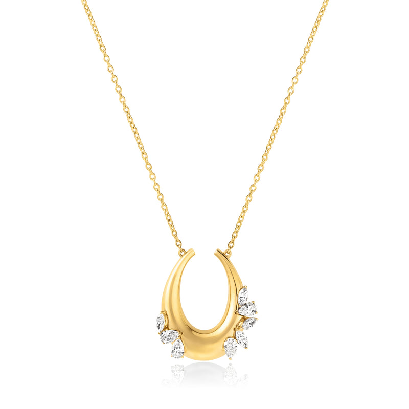Celestial Crescent Yellow Gold Necklace