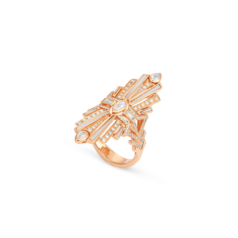 VISTA Rose gold crown ring with natural mother of pearl