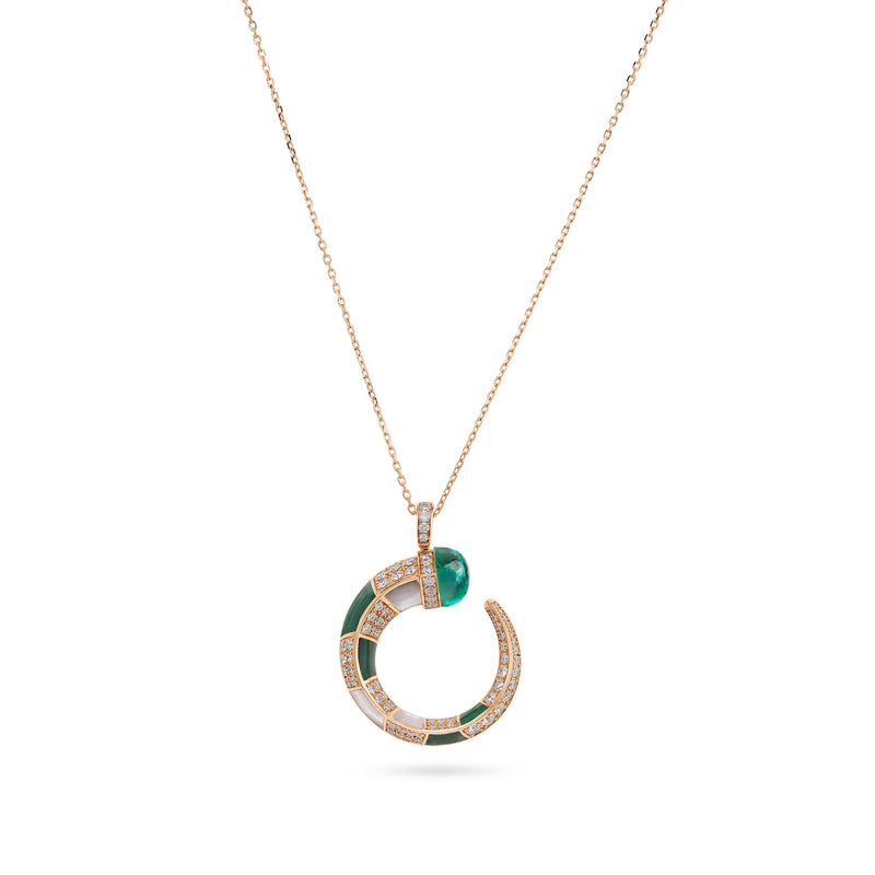 ARTISTRY Rose gold diamond pendant With Natural Emerald