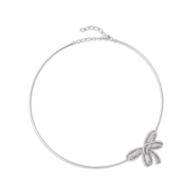 Dilara White Gold Bow Choker With Natural Purple Sapphire | Soit Belle Fine Jewelry