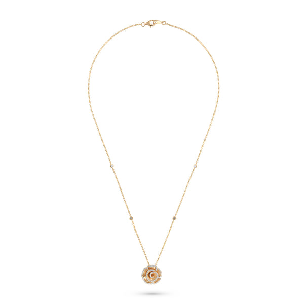 Ronza small Winter Rose pendant in rose gold with natural diamonds, view 1