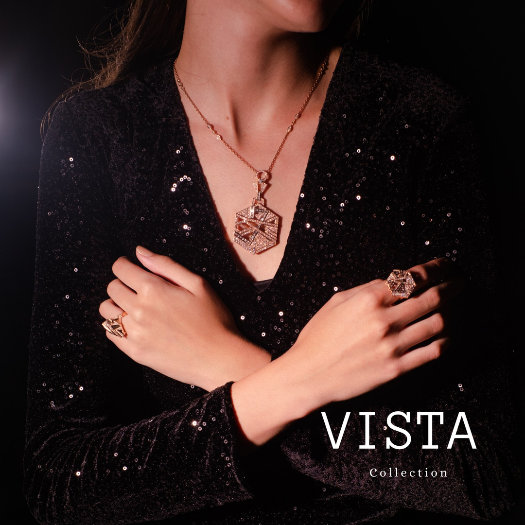 VISTA Rose Gold Hexagon Diamond Pendant