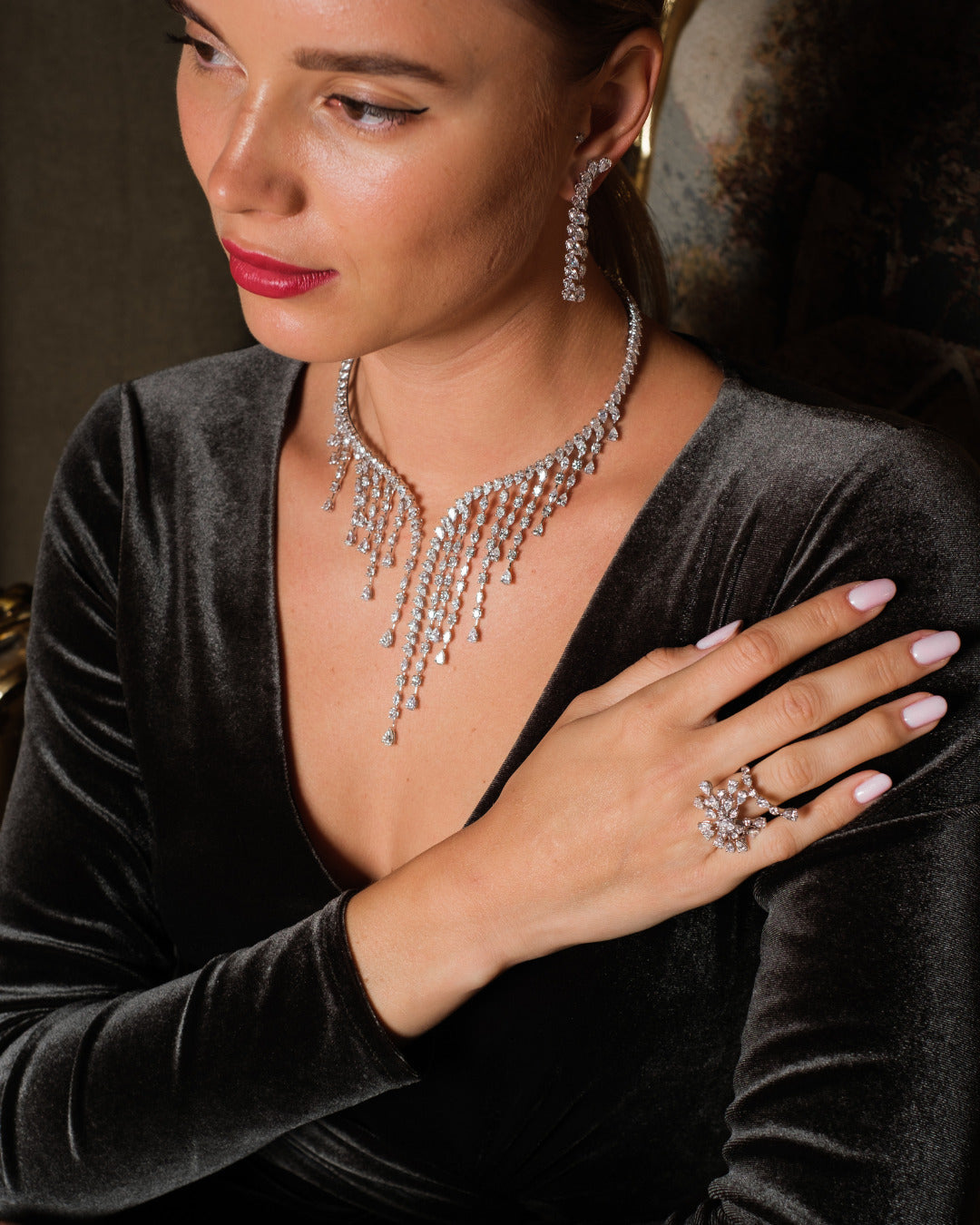 Soit Belle natural diamond tennis necklaces and rings