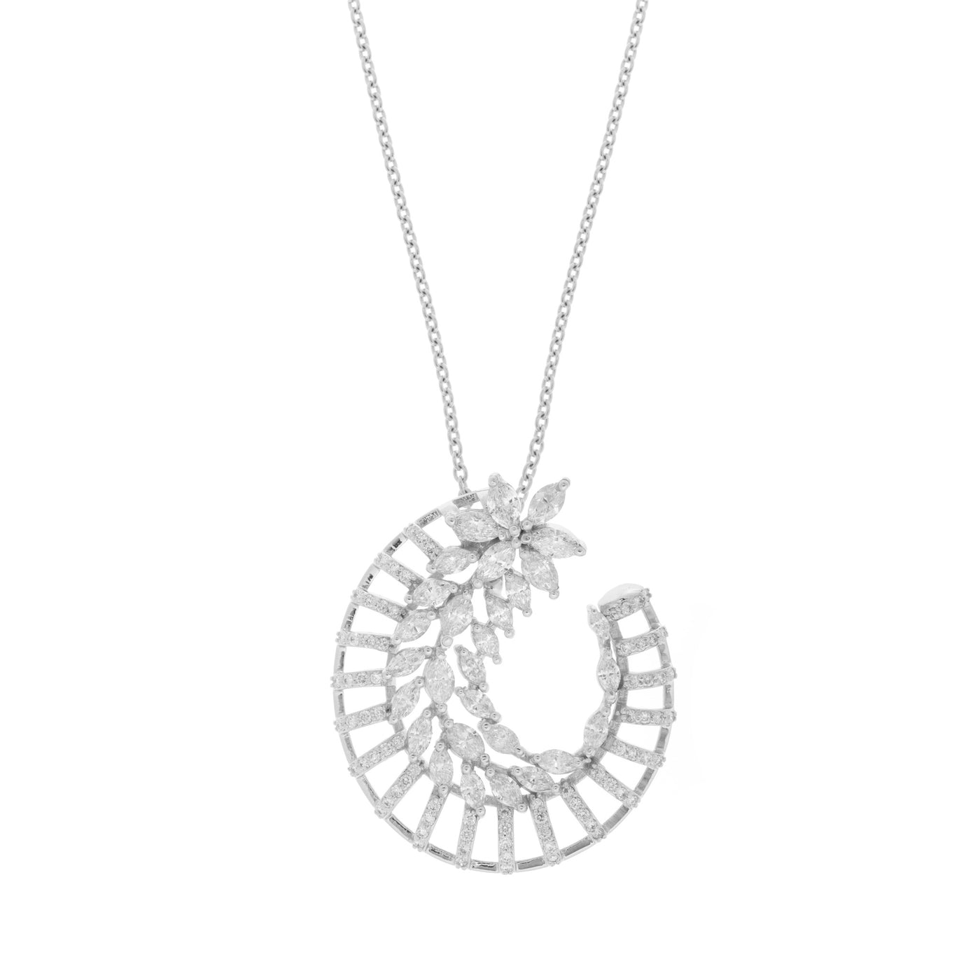 Soit Belle White Gold Diamond Pendant with Marquise Cut Half Oval.
