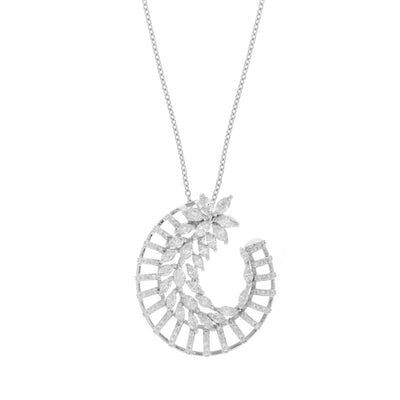 ETOILE White Gold Diamond Pendant with Marquise Cut Half Oval.