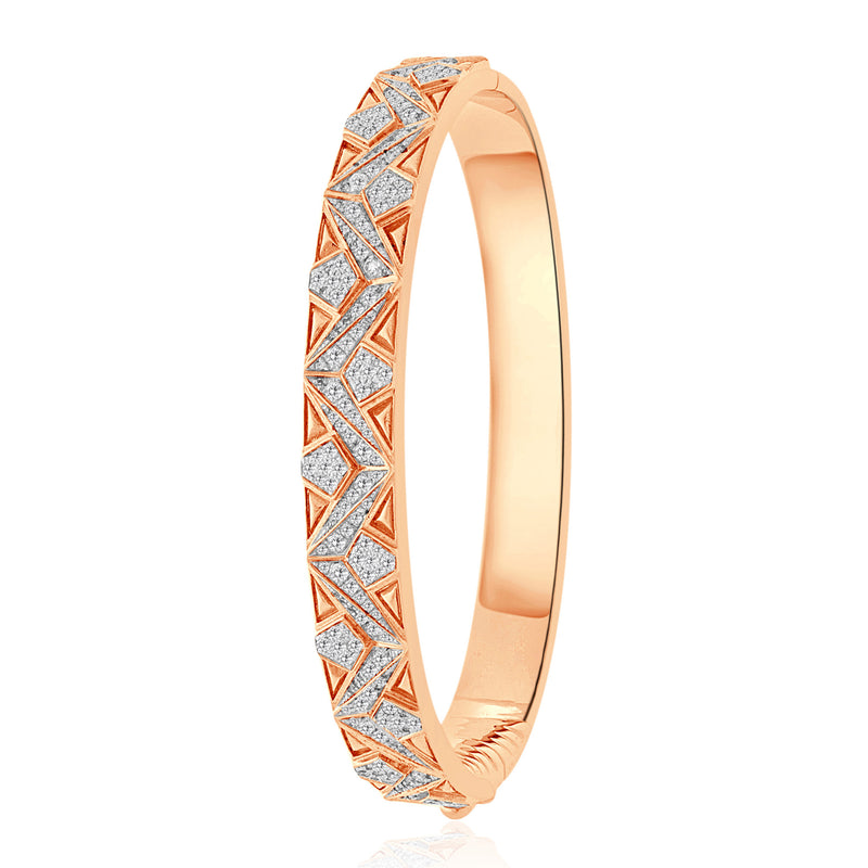 VISTA Rose Gold Zigzag Paved Diamond Bangle