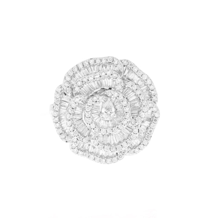 RONZA White Gold Flower petal diamond Ring