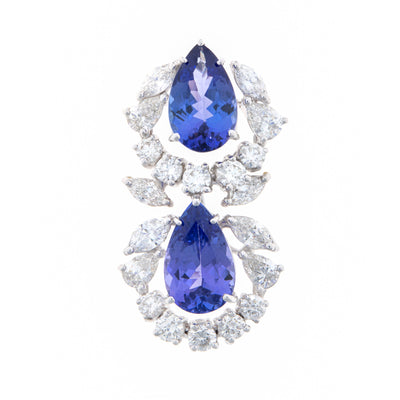 White Gold Diamond Earring With Natural Tanzanite