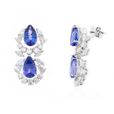 White Gold Diamond Earring with Natural Tanzanite, by Soit Belle