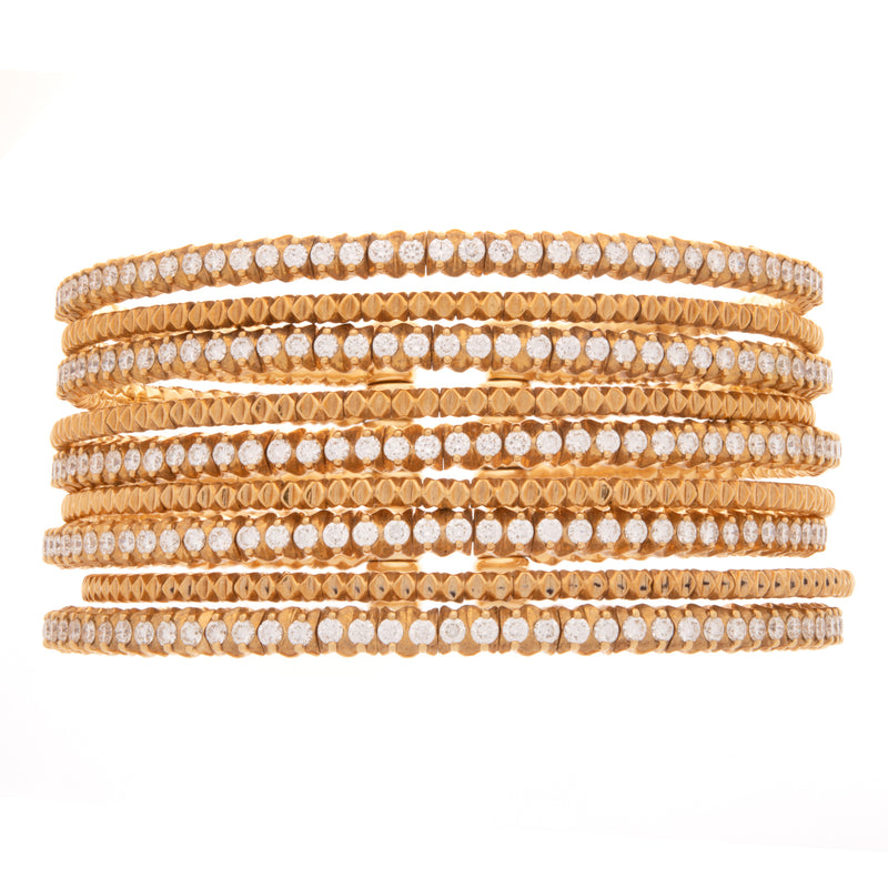 Yellow Gold 5 Layers Diamond Bangle