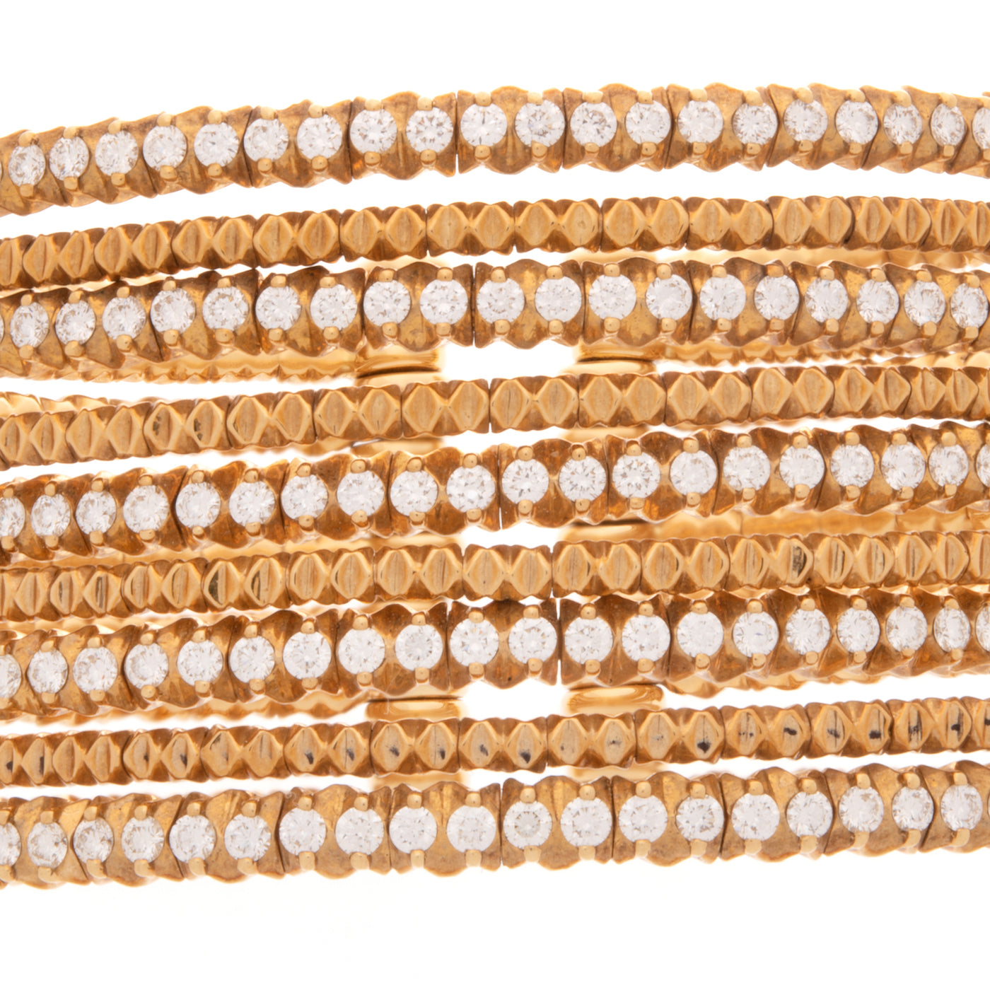 Yellow Gold 5 Layers Diamond Bangle