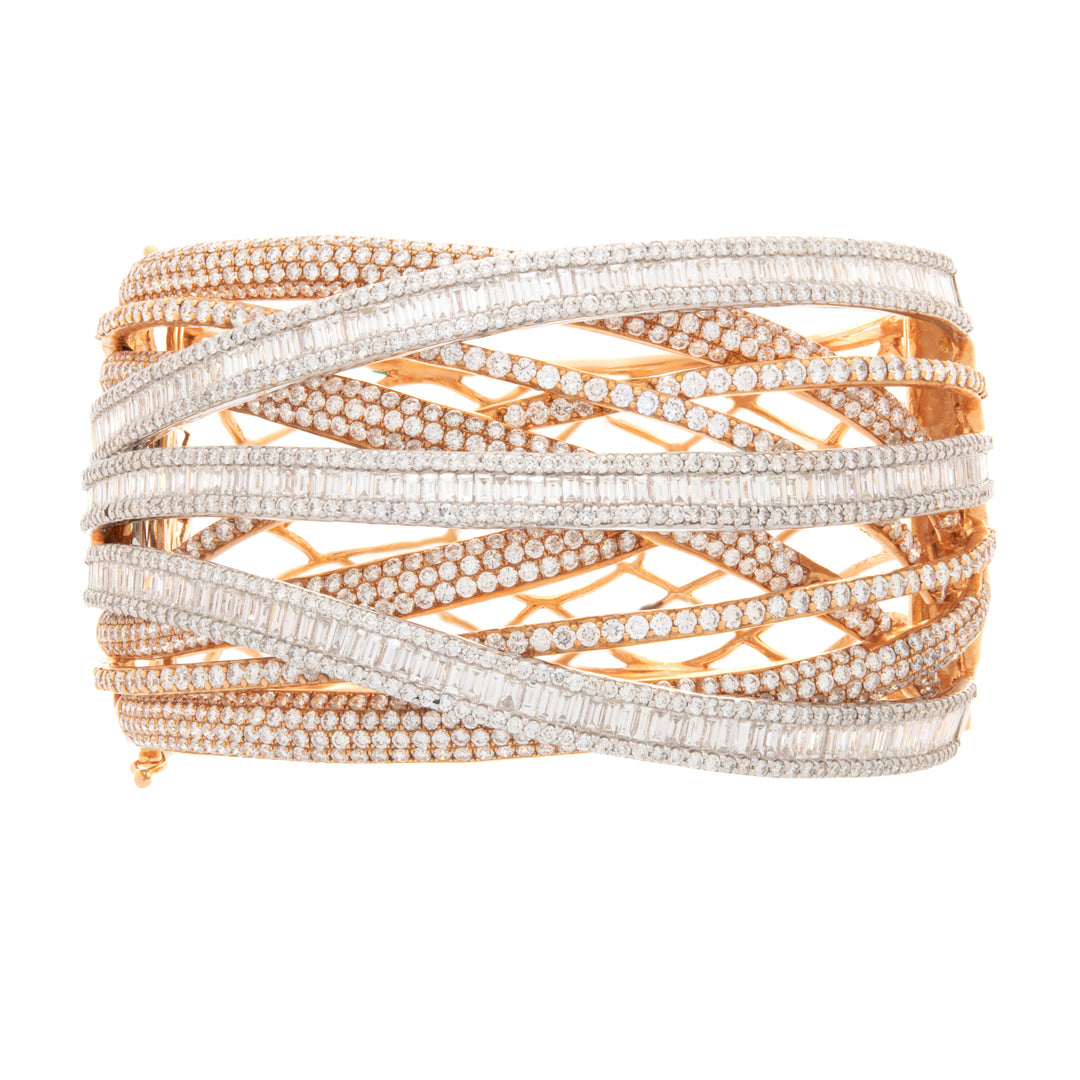 Rose Gold Overlapping Diamond Bangle