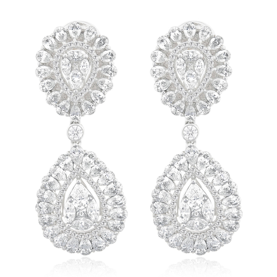 White Gold Diamond Earring Pear Shape Style