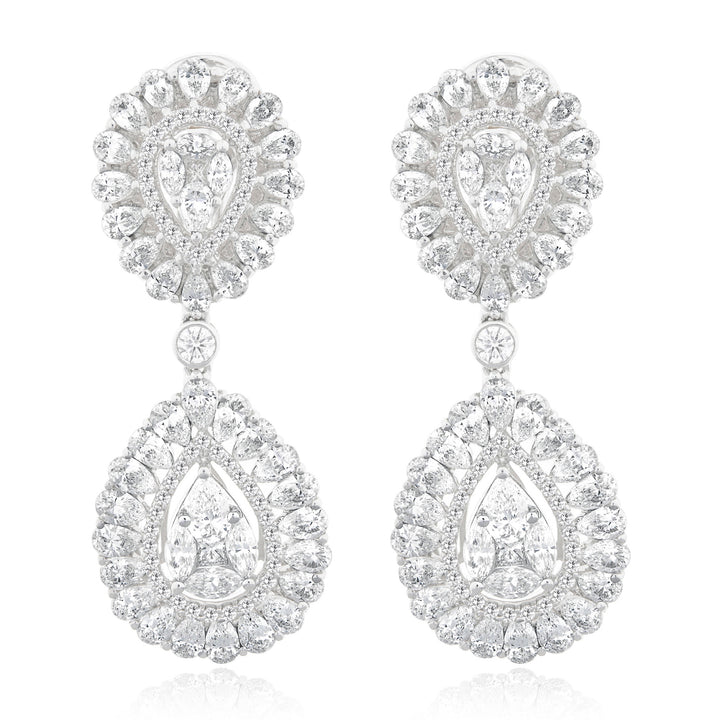 White Gold Diamond Earring Pear Shape Style