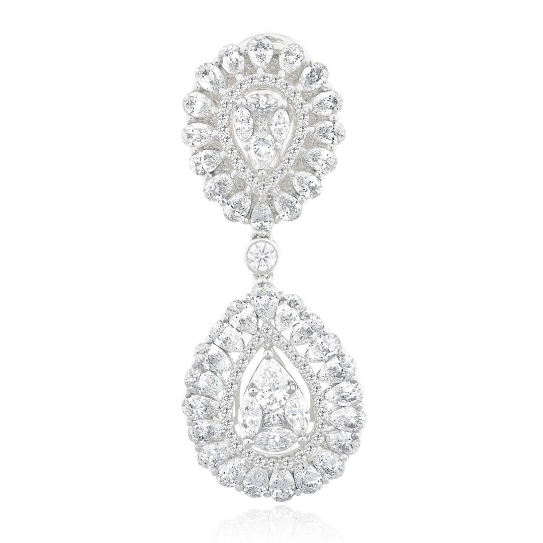 White Gold Diamond Earring Pear Shape Style