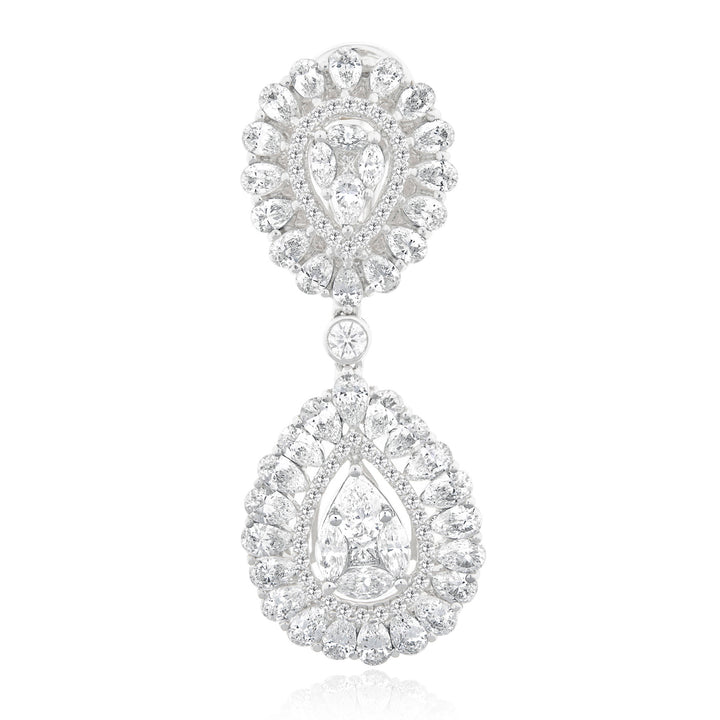 White Gold Diamond Earring Pear Shape Style