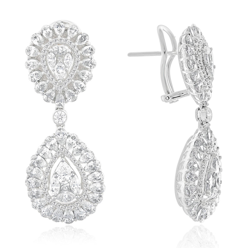 White Gold Diamond Earring Pear Shape Style