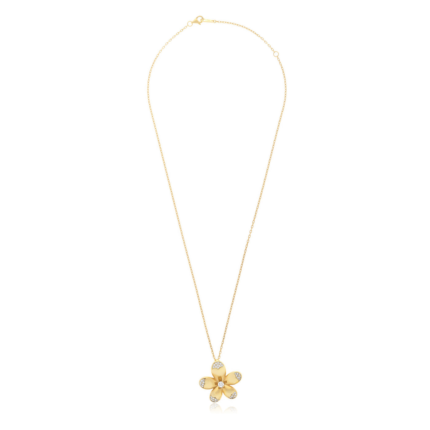 RONZA Yellow Gold Flower Pave Diamond Pendant.