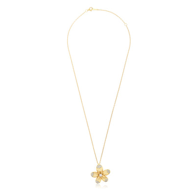 RONZA Yellow Gold Flower Pave Diamond Pendant.