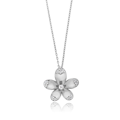  RONZA white Gold Flower Pave Diamond Pendant.