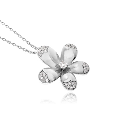 RONZA white Gold Flower Pave Diamond Pendant.