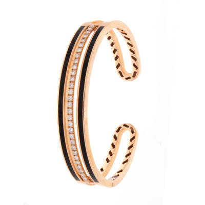 Soit Belle Rose Gold Bangle With One Line Diamond