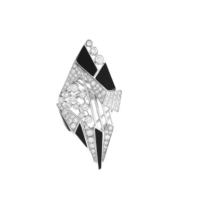 VISTA White Gold Diamond ( XL ) Ring With Black onyx