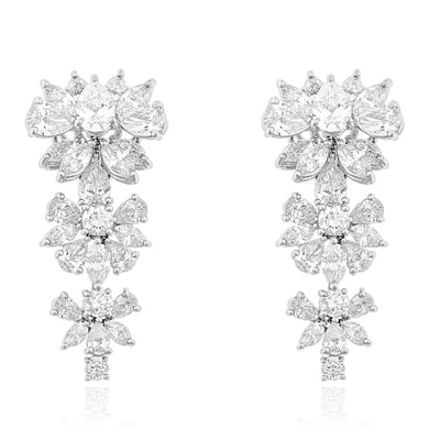 White Gold Flower Diamond Earring