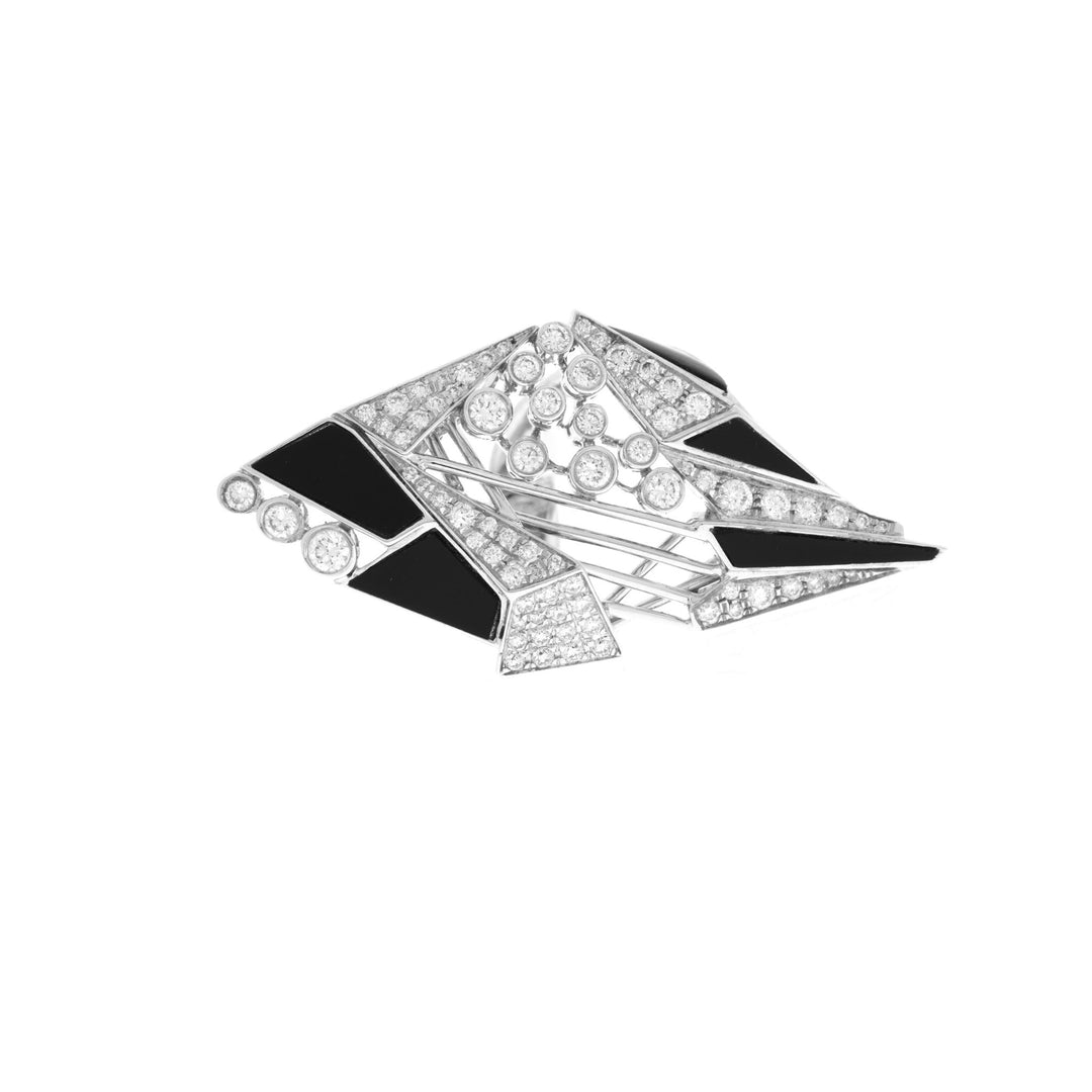 VISTA White Gold Diamond ( XL ) Ring With Black onyx