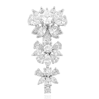 White Gold Flower Diamond Earring