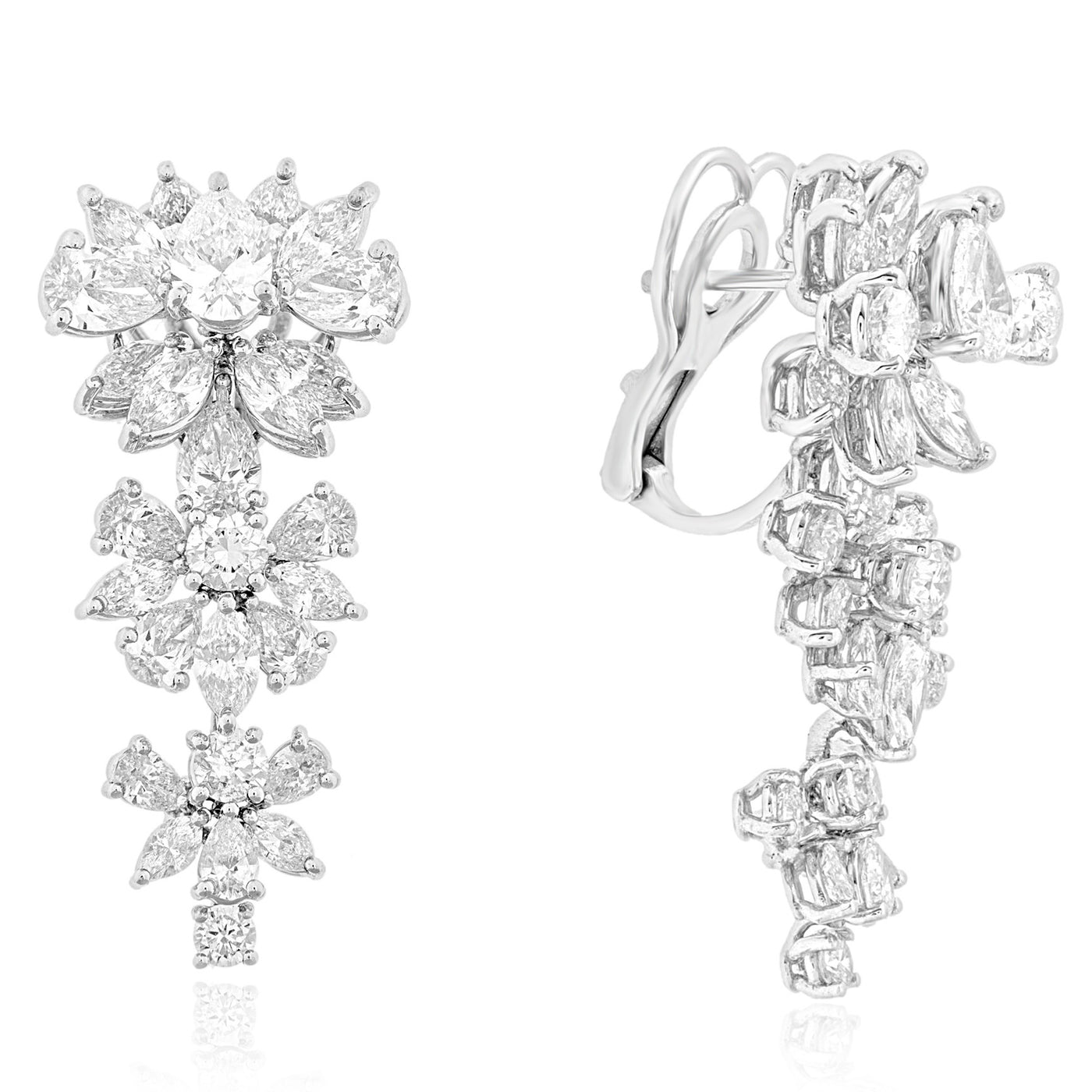 White Gold Flower Diamond Earring