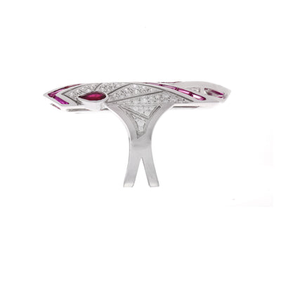 Soit Belle White Gold Pointed Diamond Ring With Natural Ruby: Elegant Contrast
