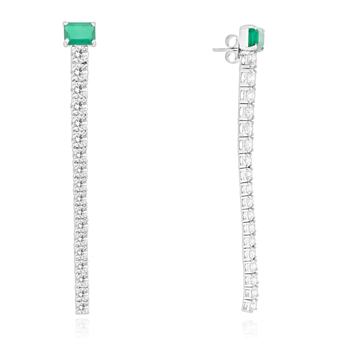 Soit Belle White Gold Diamond Bangle With Natural Emerald