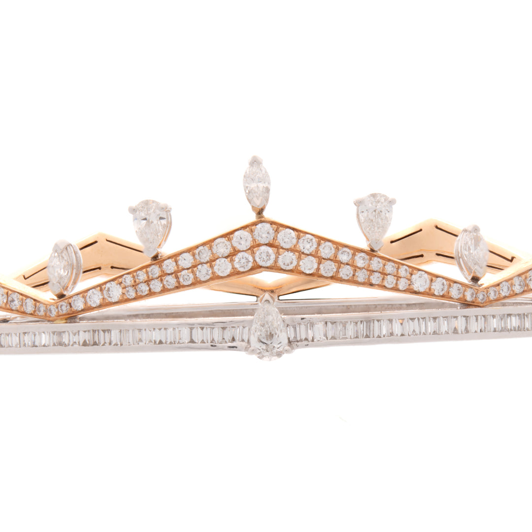 White and Rose Gold Pointed Diamond Bangle