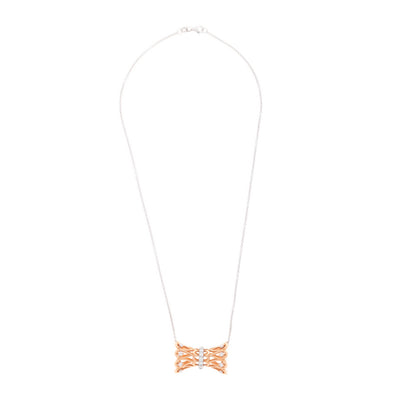 Rose Gold Pendant with Bowtie and Diamond Line.