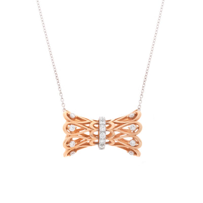 Soit Belle Rose Gold Pendant with Bowtie and Diamond Line.