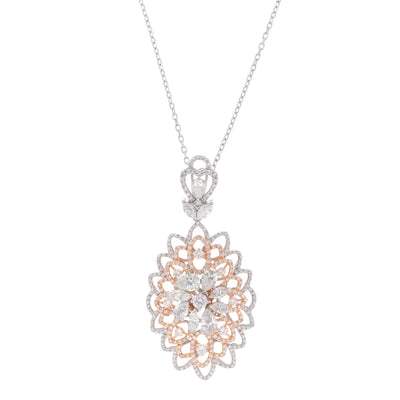 ETOILE White and Rose Gold Filigree Full Diamond Pendant