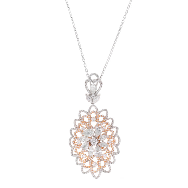 ETOILE White and Rose Gold Filigree Full Diamond Pendant