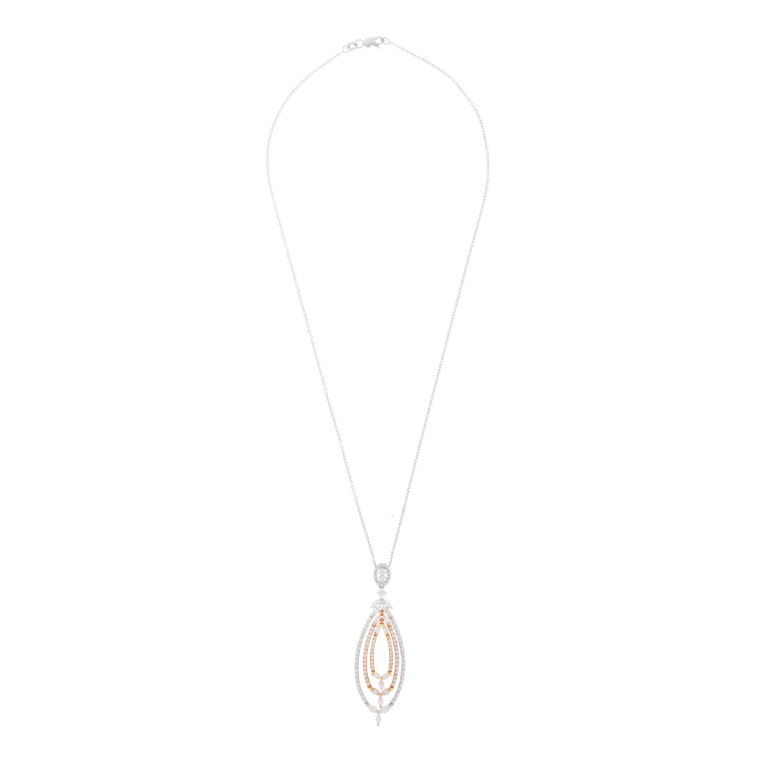 ETOILE White Gold Diamond Pendant with Three Lines of Marquise Cut Diamonds