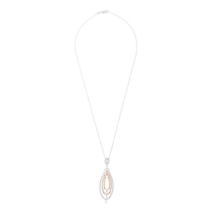 ETOILE White Gold Diamond Pendant with Three Lines of Marquise Cut Diamonds