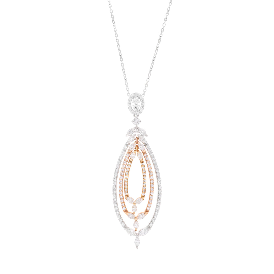 ETOILE White Gold Diamond Pendant with Three Lines of Marquise Cut Diamonds