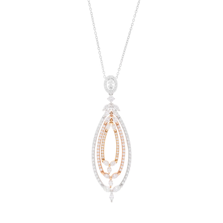 ETOILE White Gold Diamond Pendant with Three Lines of Marquise Cut Diamonds