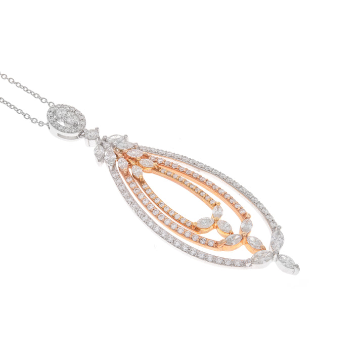 ETOILE White Gold Diamond Pendant with Three Lines of Marquise Cut Diamonds