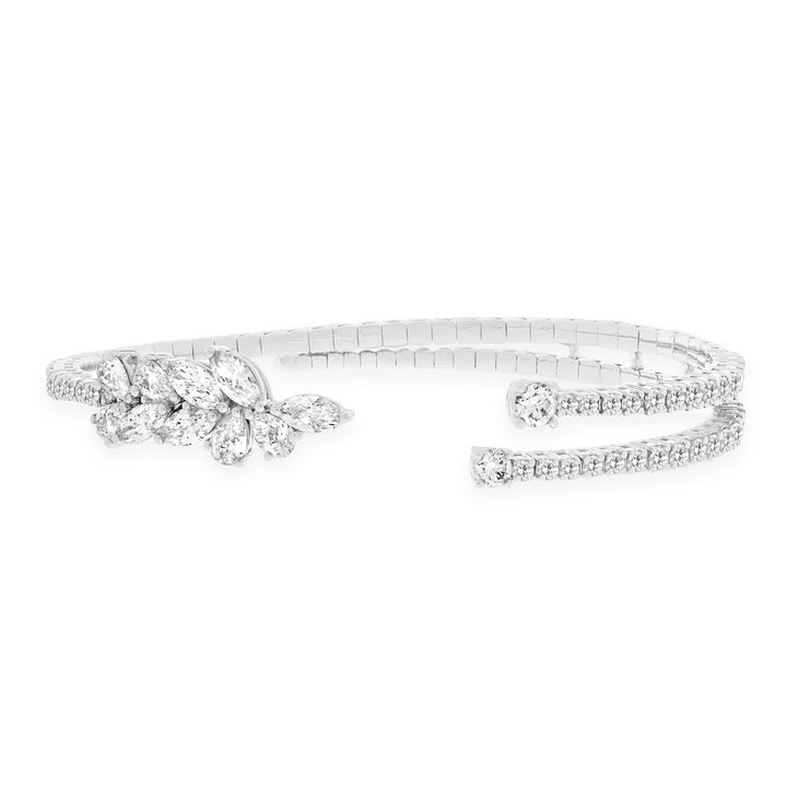 White Gold Diamond bangle Round and Pear shape Diamonds
