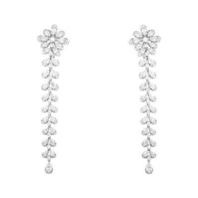 Soit Belle White Gold Pear and Round Shape Hanging Diamond Earring: Elegant Dangles