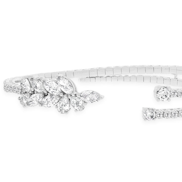 White Gold Diamond bangle Round and Pear shape Diamonds