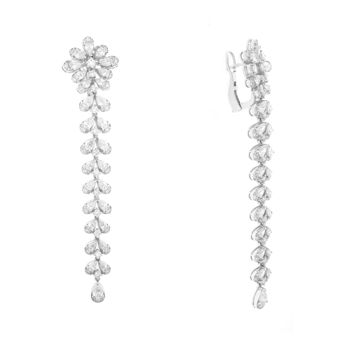 Soit Belle White Gold Pear And Round Shape Hanging Diamond Earring