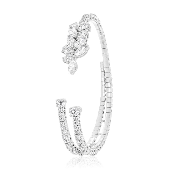 White Gold Diamond bangle Round and Pear shape Diamonds
