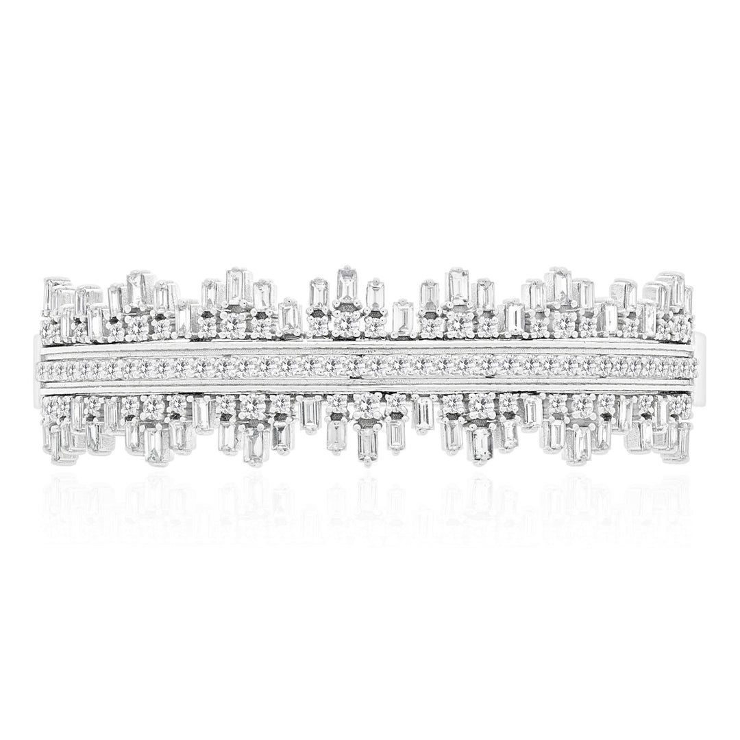 DILARA White Gold Baguette And Round Diamond Bangle